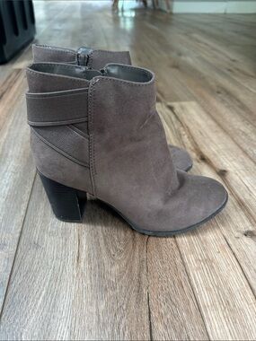 a new day Taupe Suede Ankle Bootie with Block Heel